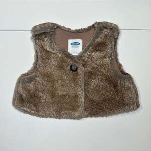 Old Navy Baby Girl Faux Fur Brown Vest Size 12-18M